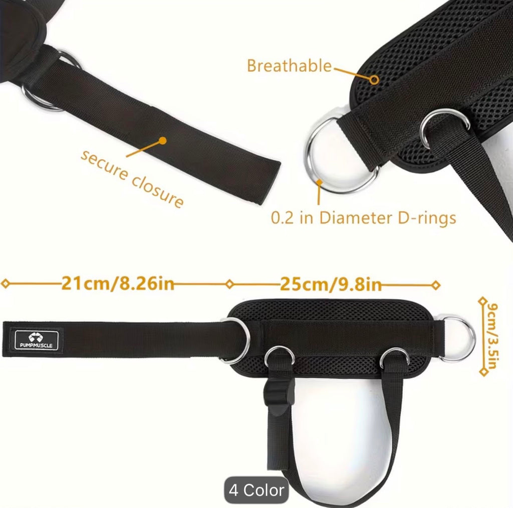 PumpMuscle Ankle Cable Strap Adjustable D-Ring Attachment (Pair)