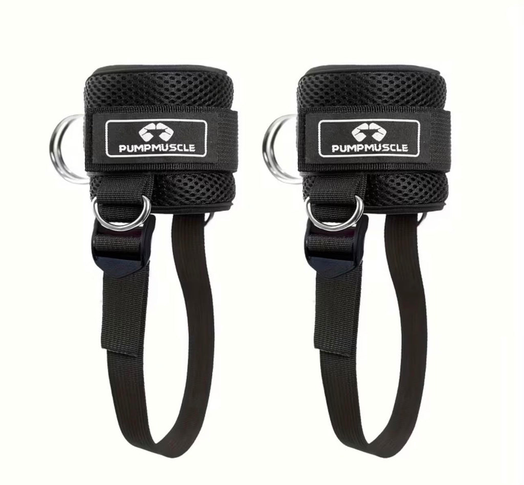 PumpMuscle Ankle Cable Strap Adjustable D-Ring Attachment (Pair)