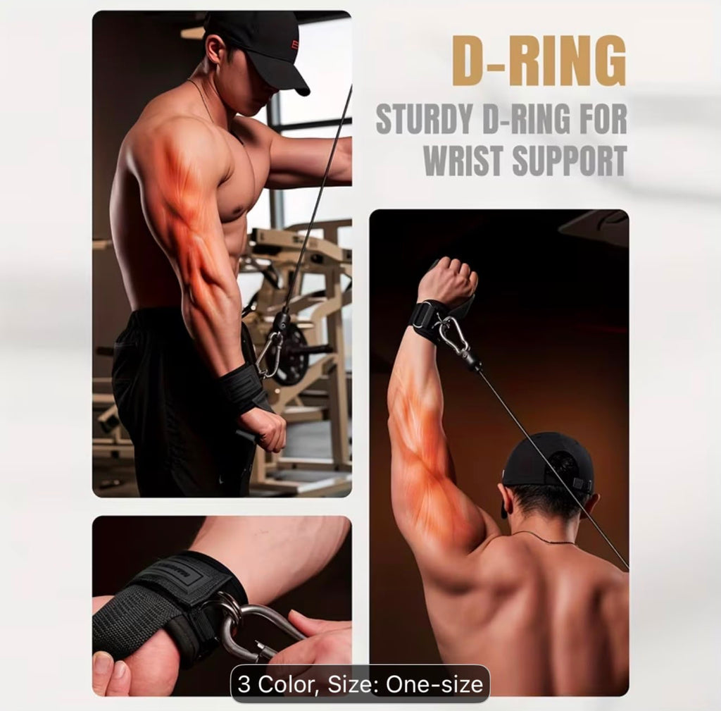 Adjustable Wrist Cable Strap Dual D-Ring Cuff (Pair)
