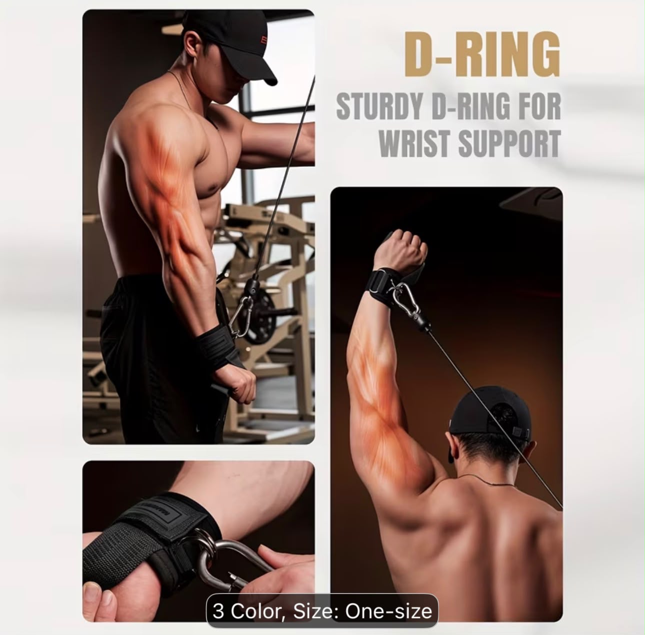 Adjustable Wrist Cable Strap Dual D-Ring Cuff (Pair)