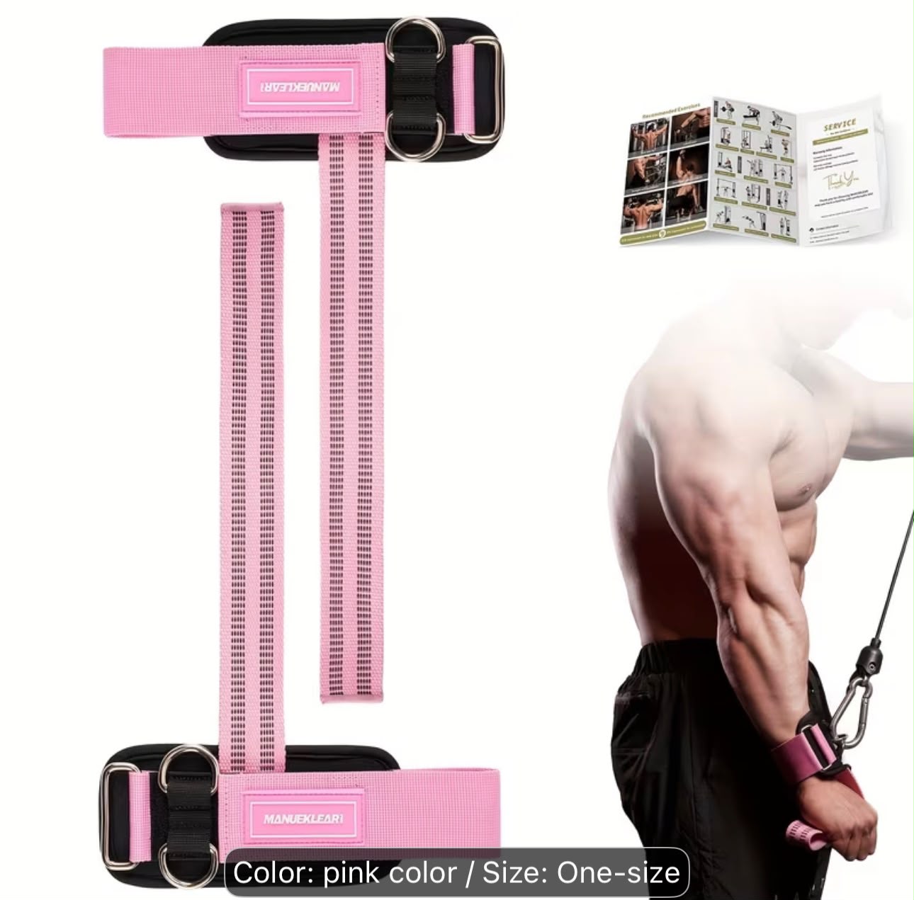 Adjustable Wrist Cable Strap Dual D-Ring Cuff (Pair)