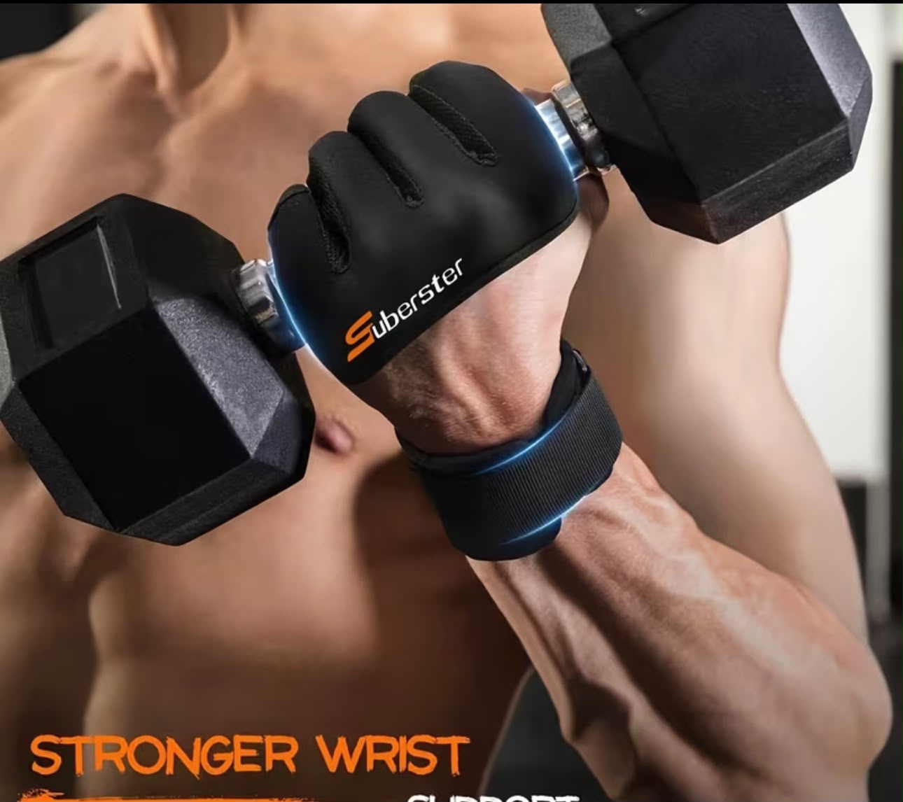 Suberster Deadlift Assist Strap & Cowhide Grip Gloves