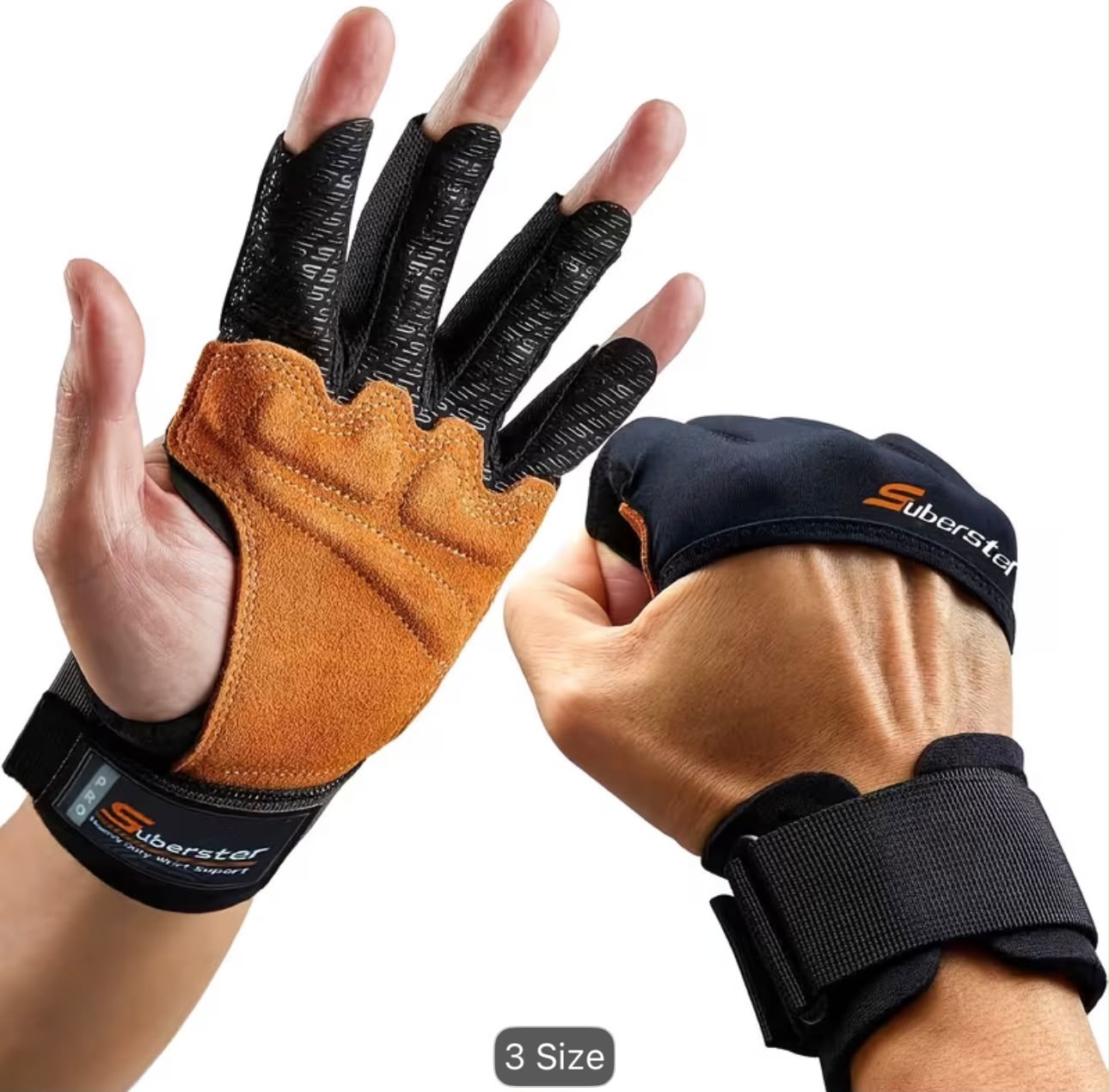 Suberster Deadlift Assist Strap & Cowhide Grip Gloves